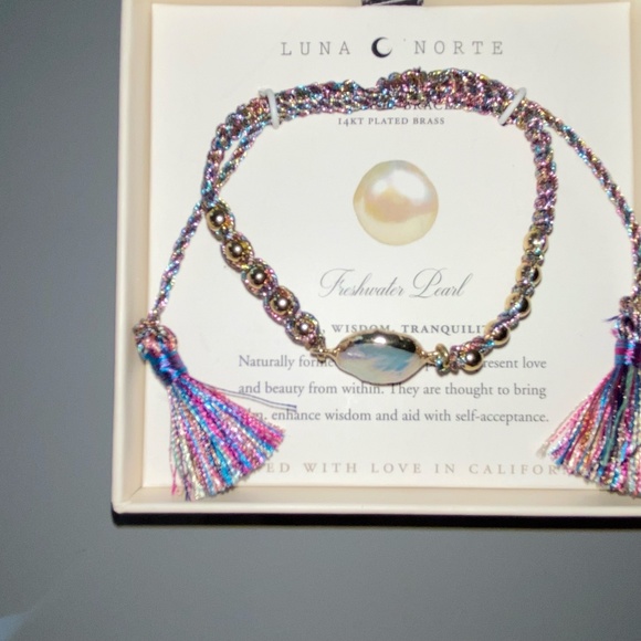 NWT Luna North Pearl and Rainbow Woven Rope Adjustable Tassel Bracelet - Picture 3 of 4